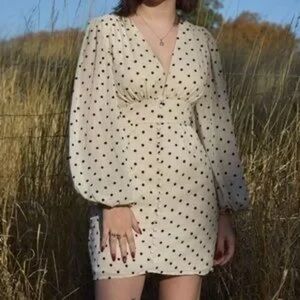 Urban Outfitters Willow Plunging Polka Dot Mini Dress